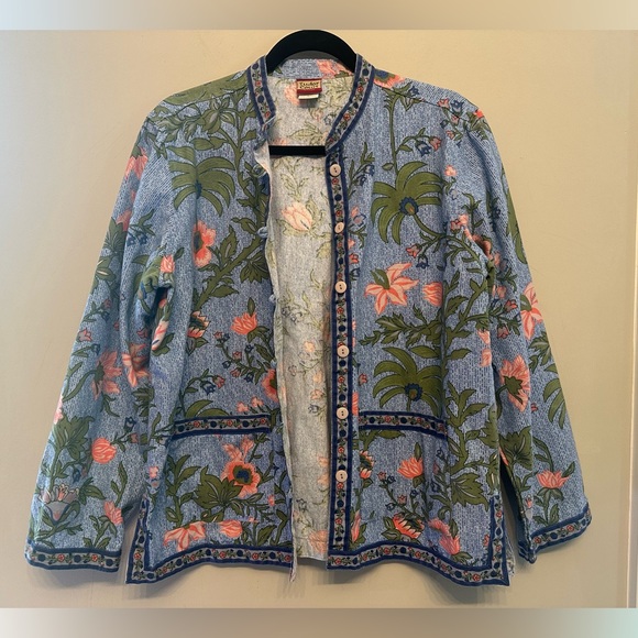Tudor Court Floral Embroidered Jean Jacket Size Medium - Picture 1 of 9
